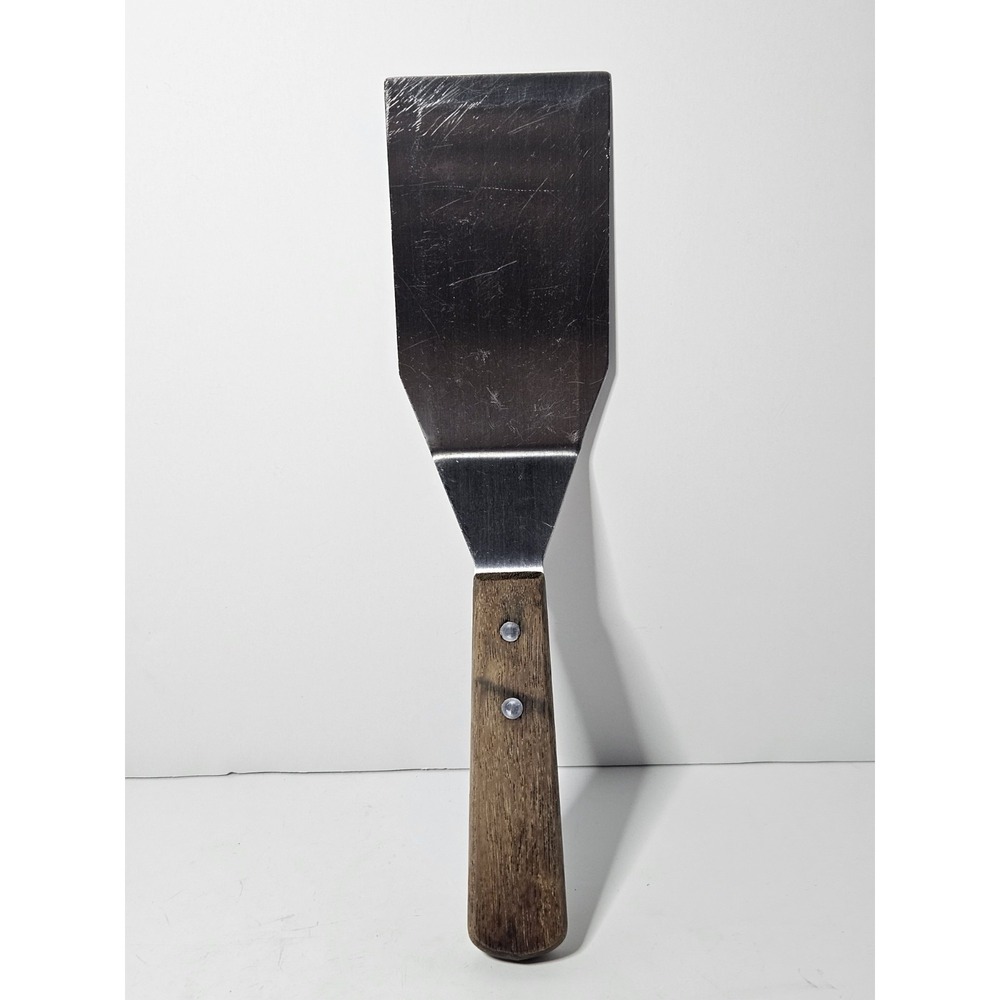 JR Japan 3022 Vintage Stainless Steel Griddle Spatula Scraper Wood Handle